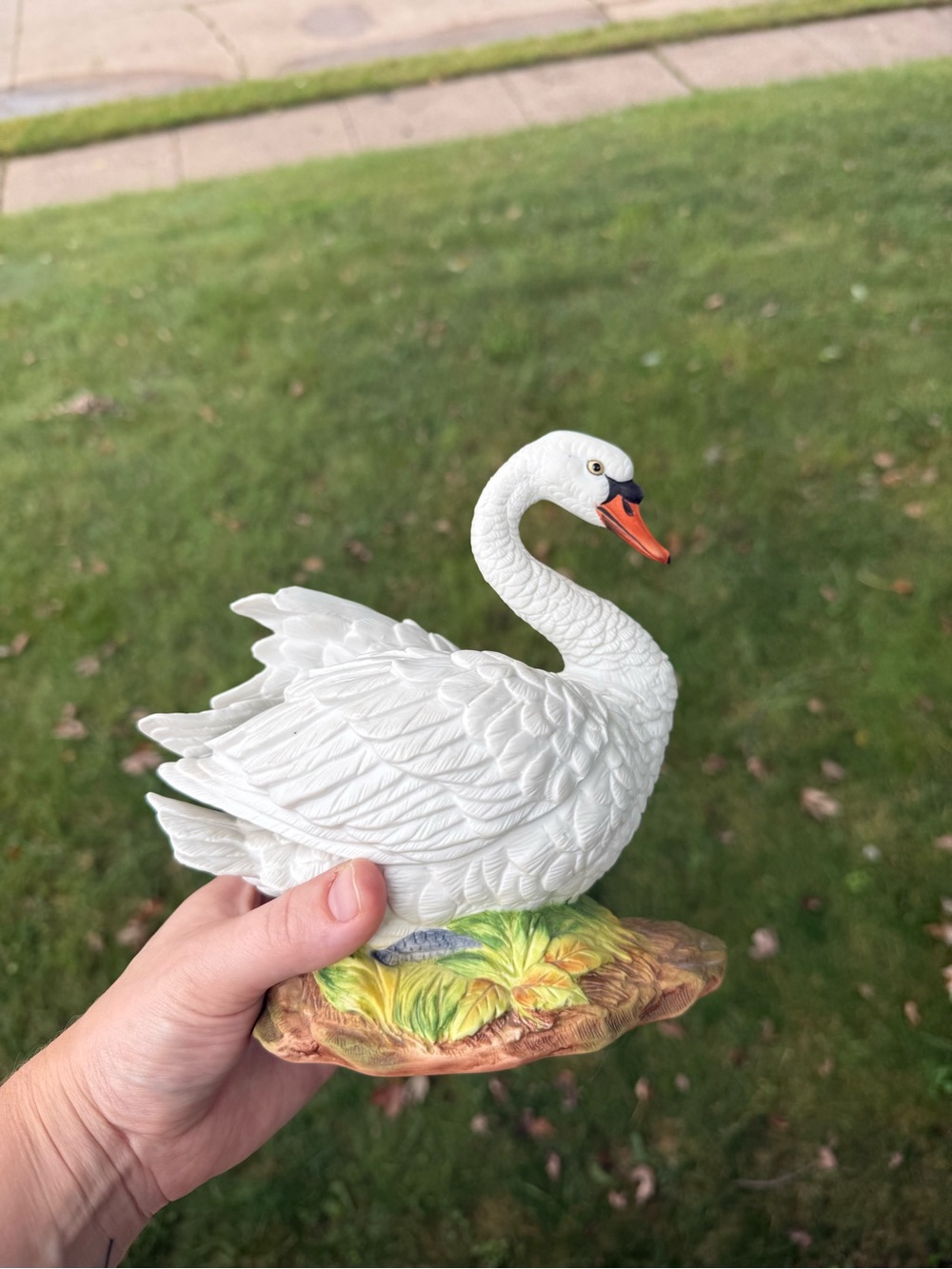 White Swan Bird Figurine Vintage